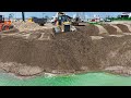 Quick Tip! Shantui Dozer Builds Giant Sandcastle with 25T Dump Truck Pouring Massive Sand