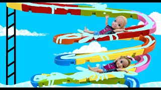 Elsa and Anna toddlers big pool slide