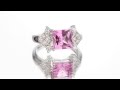 2.25 cts Princess Cut Pink Sapphire Sterling Silver Ring SR10258 by Peora Jewelry