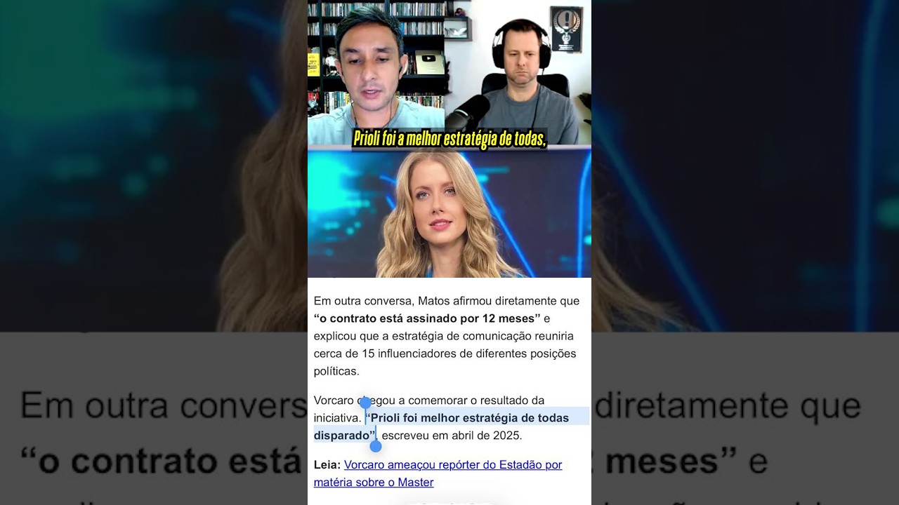 GABRIELA PRIOLI TERIA FEITO CONTRATO COM VORCARO PARA PUBLICAR OPINIÃO POSITIVA SOBRE MASTER #shorts