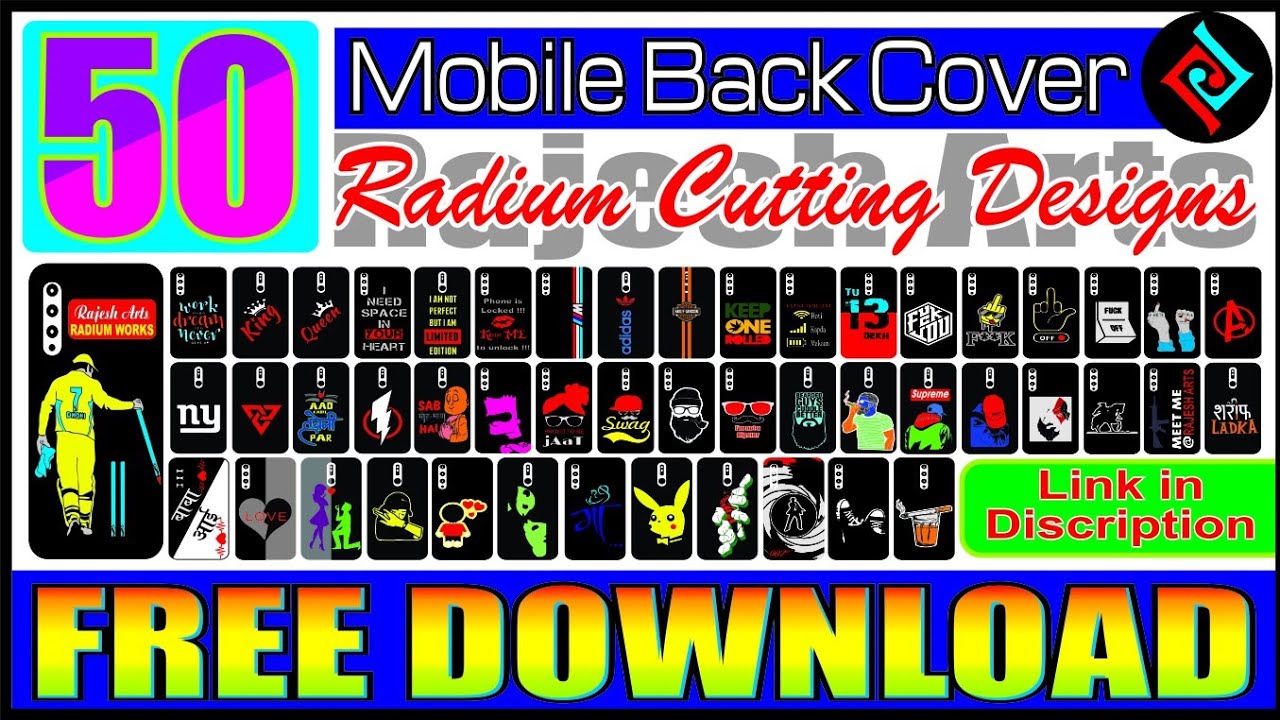 Mobile Back cover Radium Cutting Sticker Designs Free Download