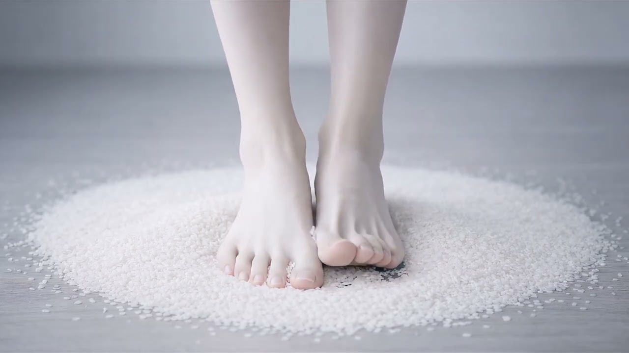 Female Barefoot Rice Crushing ASMR | Crunchy Sounds for Sleep & Relaxation