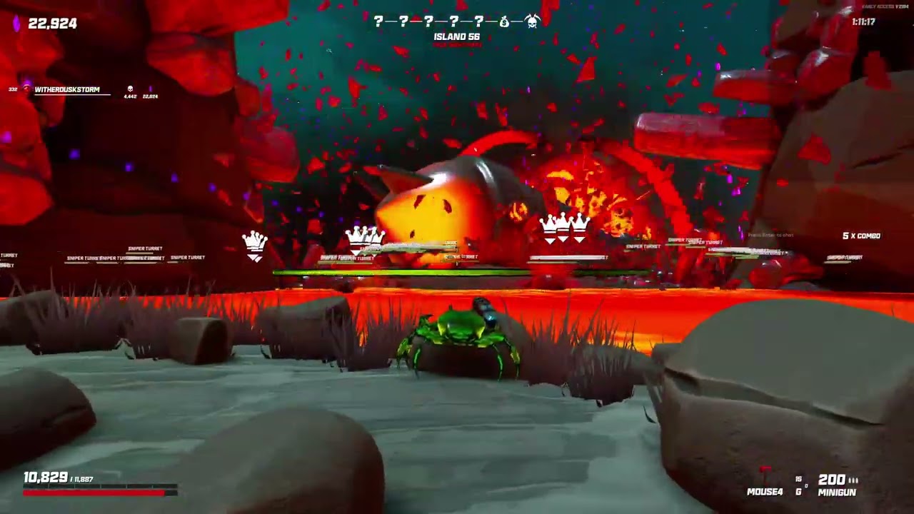 Crab Champions Air Strike build (tactical nuke)