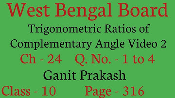 Trigonometric Ratios of Complementary Angle Part 2 | WB Class X Math Chapter 24 | Chapter 24 |
