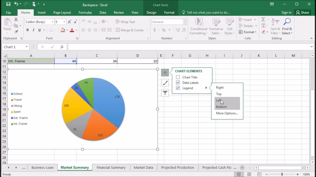 408 How format the pie chart legend in Excel 2016 - YouTube