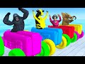 Choose the Right Mini Tractor Eat Fruit! Funny Cow Dance Elephant Dinosaur Gorilla Scary Teacher 3D