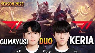 T1 Gumayusi Duo T1 Keria - Gumayusi XAYAH ADC, Keria RAKAN Support - Patch 13.15 KR Ranked