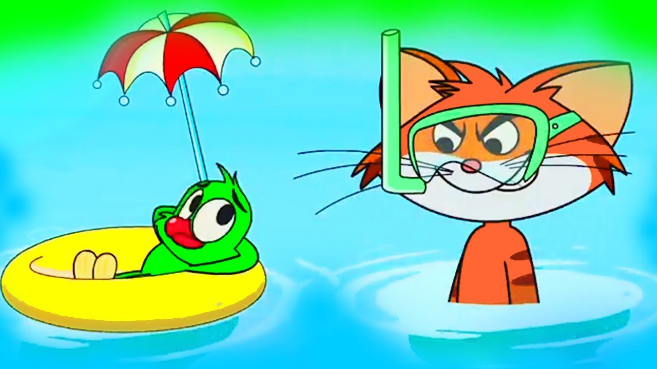 Kedi ve Papağancık Kedi &amp; Papağancık Komik Çizgi Filmler “Yüzme