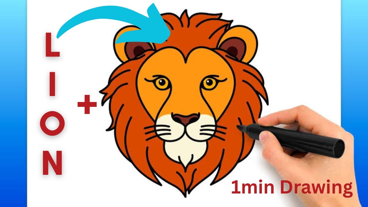 Lion face drawing 