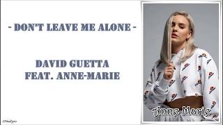 David Guetta Feat Annemarie  Dont Leave Me Alone s
