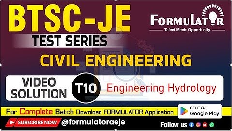 BTSC JE Test-Series T-10 | Hydrology Full Test | Offline & Online | Latest Pattern
