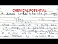 CHEMICAL POTENTIAL(partial molar free energy )| Derivation |physical chemistry |MSc.1st sem. notes|