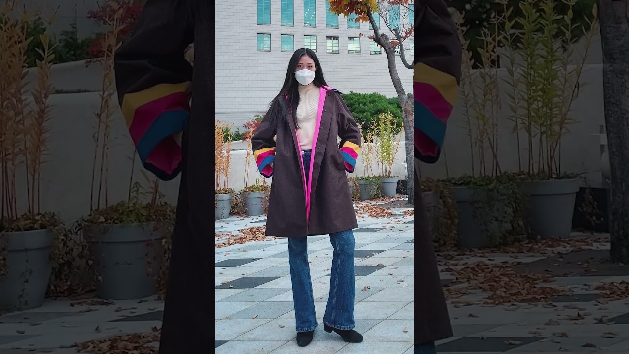 Korean Traditional Color(Sac Dong), Water Proof, Trench Coat Combined