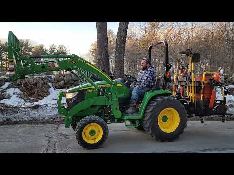 Picking up our new Norwood LM30 Sawmill with our John Deere 3046r Tractor
