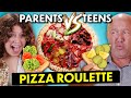 Teens Vs. Parents Pizza Roulette Trivia CHALLENGE! (Bugs, Pickles, Fish Sauce?!)