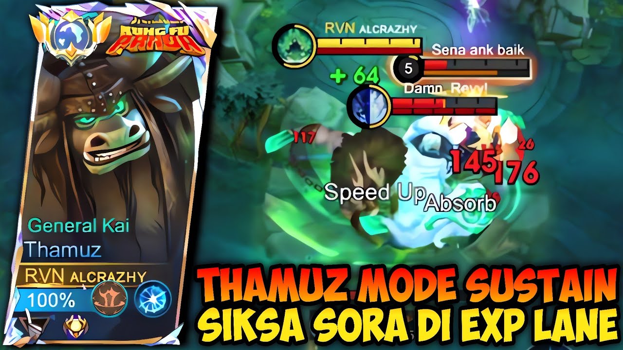 NYOBAIN THAMUZ MODE SUSTAIN LAWAN SORA‼️ GAMEPLAY TOP GLOBAL THAMUZ - MLBB