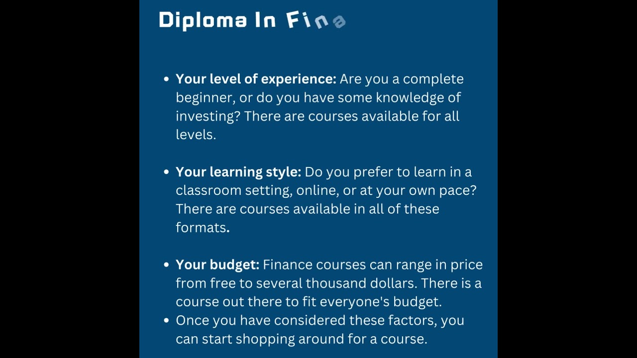 finance course for the stock market? 