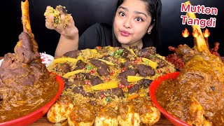 2 SPICY MUTTON TANGDI CURRY, MUTTON VEGETABLE PULAO, SPICY EGG CURRY, CHICKEN LOLLIPOP | EATING SHOW