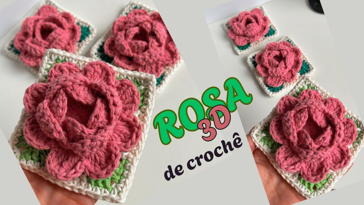 ROSA 3D de crochê[passo a passo]#crochet #croche 