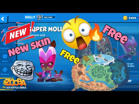 Zooba new Super Molly skin or solo gameplay and collect rewards and