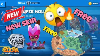 Zooba new Super Molly skin or solo gameplay and collect rewards and events tickets