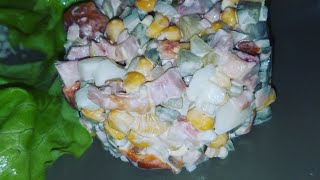 Вкусный и простой в приготовлении салат на праздничный стол.Салат с маринованными грибами&amp; курицей.