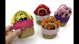 DIY Miniature Craft - Mini Flower Basket Bag