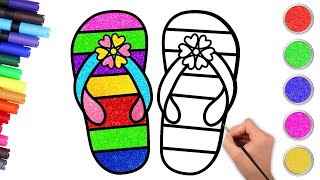 How to Draw Flip Flop | फ्लिप फ्लॉप चप्पल kaise banate hain | Easy Drawing and Coloring for Kids