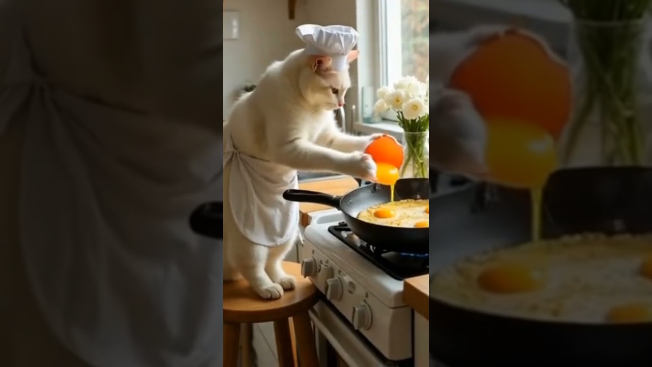 Cat cooking omlet|Cat chef|Cat shop|
