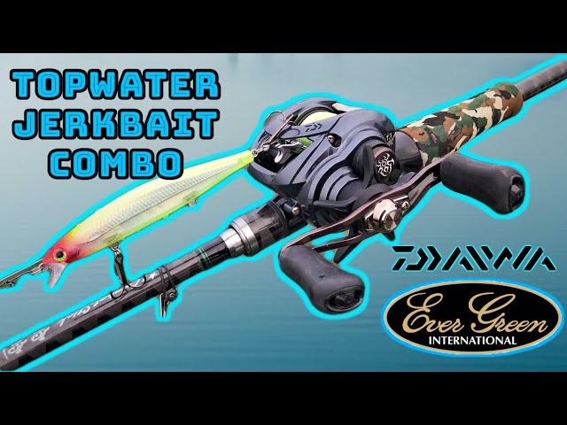 Evergreen Combat Stick Topwater Jerkbait rod, Daiwa Tatula SV TW103 