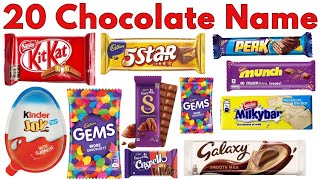Learn 20 Chocolate Name for Kids |Learn Dairy Milk in English and Hindi with Pictures &amp; Sounds