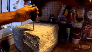 Hand drilling a rock climbing anchor in 4 minutes 30 seconds