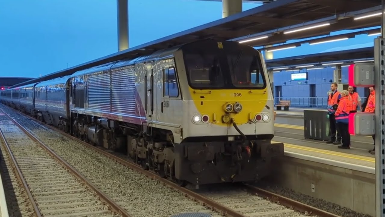 Footage from Belfast Grand Central station's first day of rail services