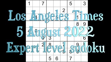 Sudoku solution – Los Angeles Times sudoku 5 August 2022 Expert level