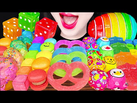 ASMR Edible Spoon Jelly Kohakuto Dice Candy 먹는 주사위 사탕 숟가락 젤리 먹방 Mukbang, Eating