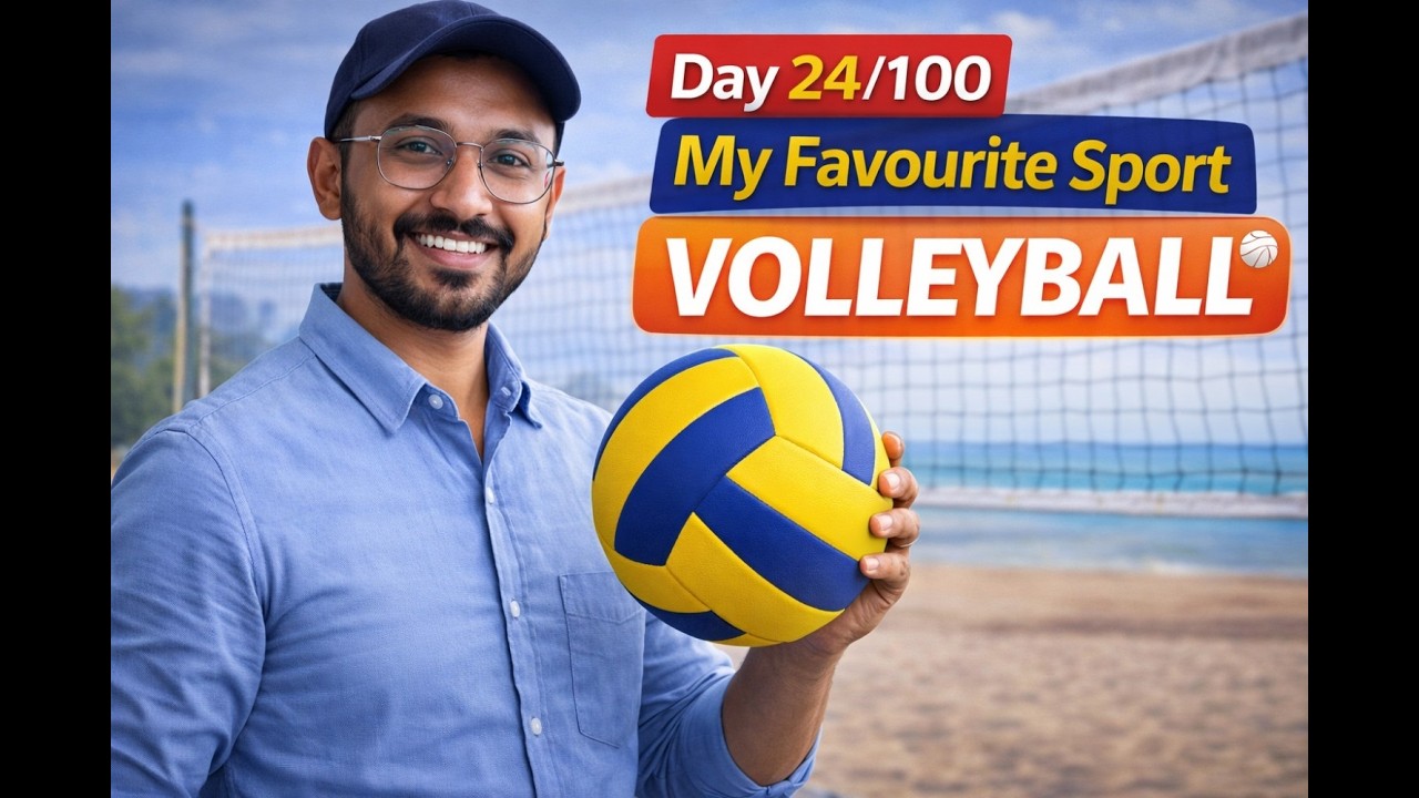 Day 24/100 | My Favourite Sport – Volleyball 🏐🔥 | English Speaking Course
