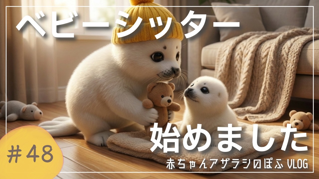 【赤ちゃんアザラシぽふ】お兄ちゃん頑張っちゃうきゅ！🦭ベビーシッター1日密着👶✨