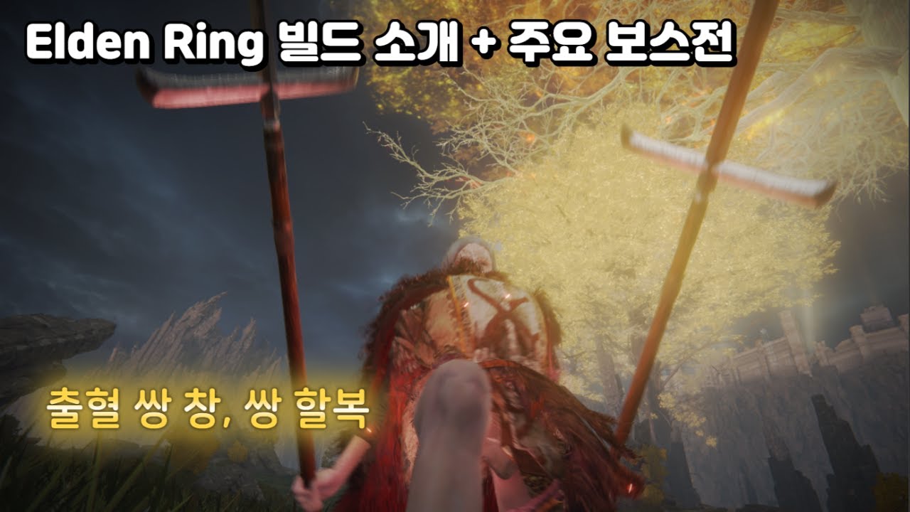 엘든링 빌드 + 주요 보스, 출혈 쌍창, 쌍 십문자치도, 쌍 할복, 쌍 피변질 - YouTube