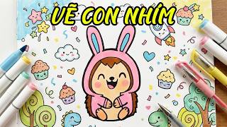 Bé Vẽ Con Nhím Gai Xù Siêu Dễ Thương! | Bé Vui Học Vẽ