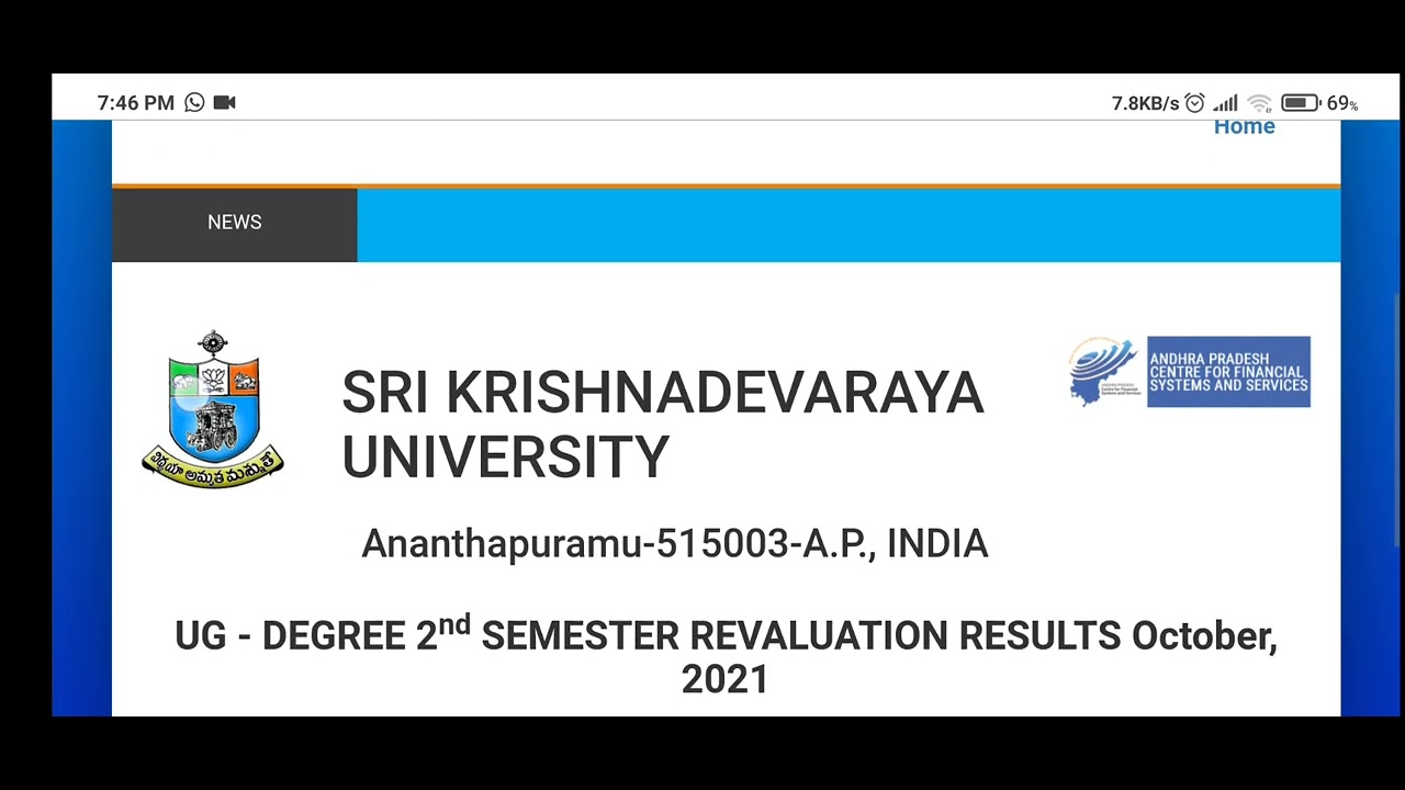 2nd Semester revaluation results October, 2021| Sri Krishnadevaraya University