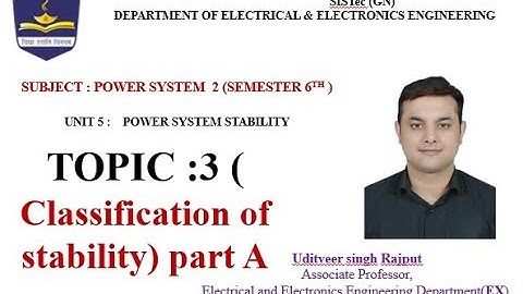 Classification of stability part A | Prof. Uditveer Singh | SISTec gn