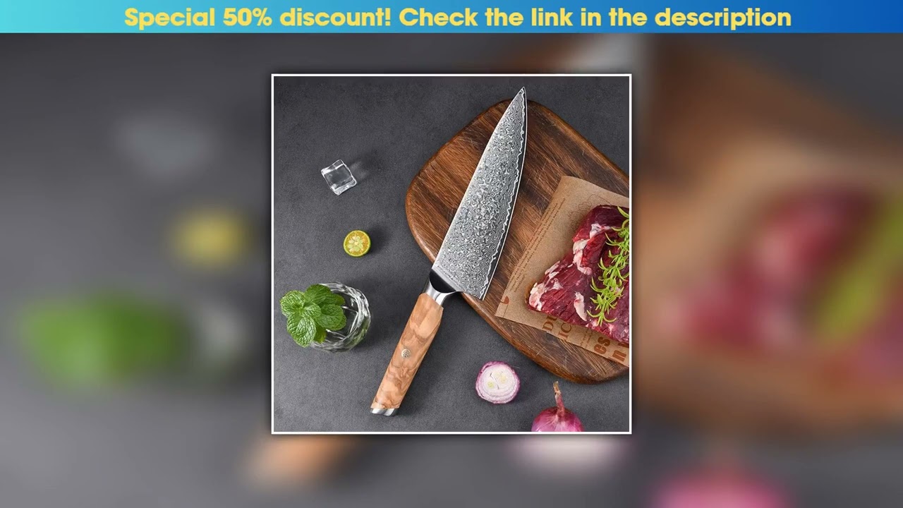 Get 8 Inch Chef Knife 67-layers Damascus VG10 Steel Blade Sharp Slicing Cleaver Sashimi Japanese Ki