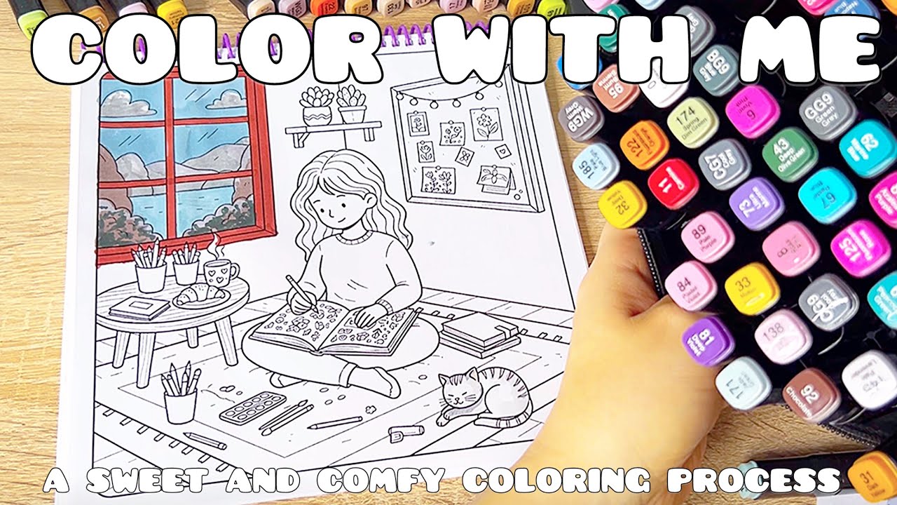 COLOR WITH ME🎨ASMR 🎨Relaxing & Satisfying full coloring progress #asmr #adultcoloring 