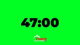 47-Minute Green Screen Timer | Black Text Countdown with Alarm