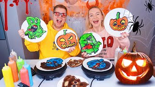 БЛИННЫЙ ЧЕЛЛЕНДЖ на ХЭЛЛОУИН ☠️ HALLOWEEN PANCAKE ART CHALLENGE DIY // Нарисуй и Испеки 😱 БЛИННЫЙ ЧЕЛЛЕНДЖ на ХЭЛЛОУИН ☠️ HALLOWEEN PANCAKE ART CHALLENGE DIY // Нарисуй и Испеки 😱
