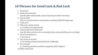 10 Phrases for Good Luck & Bad Luck
