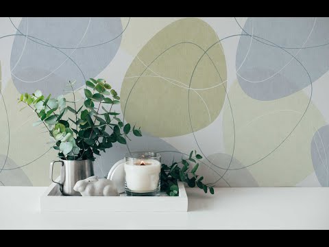 Шпалери з оливковими та сірими кулями на білому тлі 367053, геометричні абстракції, футуристичних кіл і овалів, видео 2