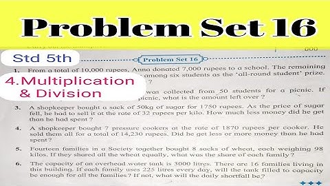 problem set 16 | class 5th maths | multiplication and division std 5