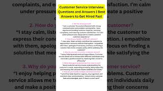 Customer Service Interview Questions and Answers | Best Answers to Get Hired Fast