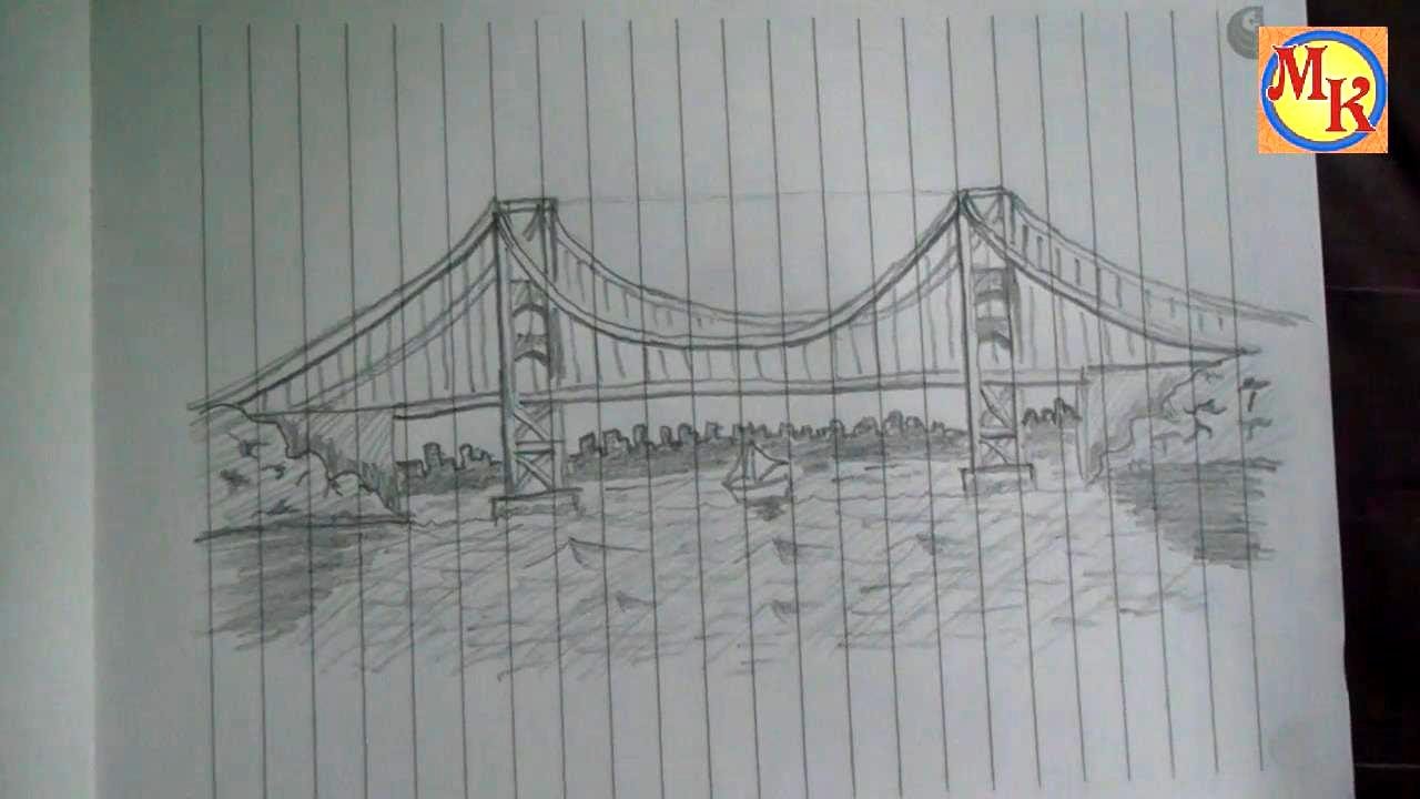 Sketsa Gambar Jembatan Ampera  Sobsketsa